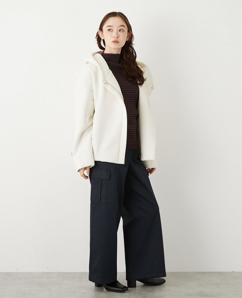 【ダンボール×中綿切替フードZIPコート】 詳細画像 アイボリー 9