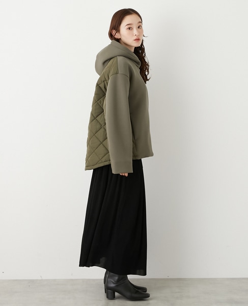 【ダンボール×中綿切替フードZIPコート】 詳細画像 カーキ 2