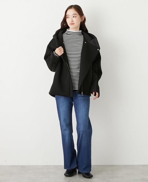 【ダンボール×中綿切替フードZIPコート】 詳細画像 ブラック 4