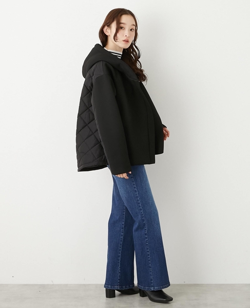 【ダンボール×中綿切替フードZIPコート】 詳細画像 ブラック 8