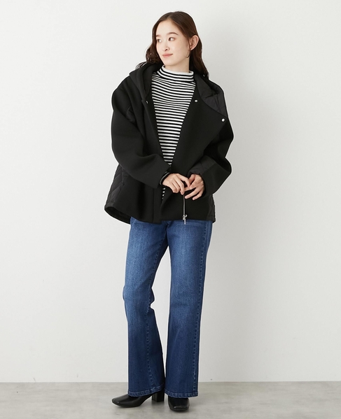 【ダンボール×中綿切替フードZIPコート】 詳細画像 ブラック 9