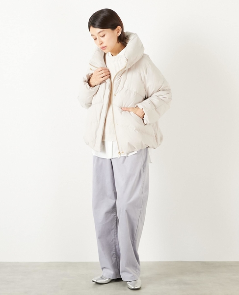 【ストレッチカシュネックピュアダウン】 詳細画像 グレイッシュベージュ 3