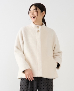 【ウールミックスヘアリースタンドコート】