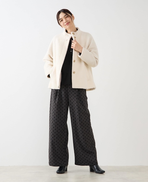 【ウールミックスヘアリースタンドコート】 詳細画像 アイボリー 11