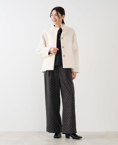 【ウールミックスヘアリースタンドコート】 詳細画像 アイボリー 4