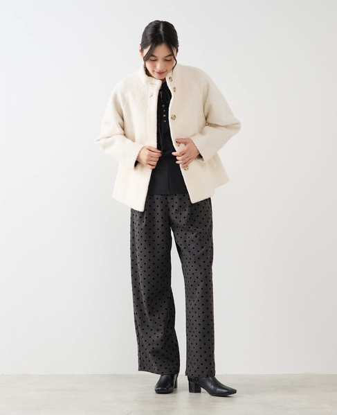 【ウールミックスヘアリースタンドコート】 詳細画像 アイボリー 5