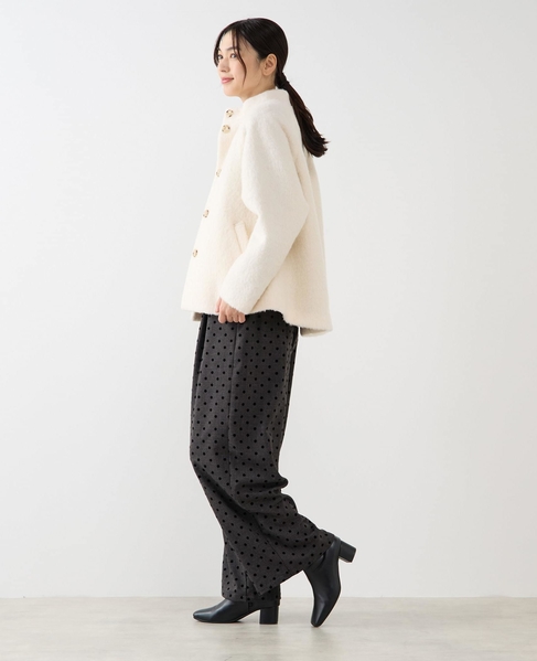 【ウールミックスヘアリースタンドコート】 詳細画像 アイボリー 7