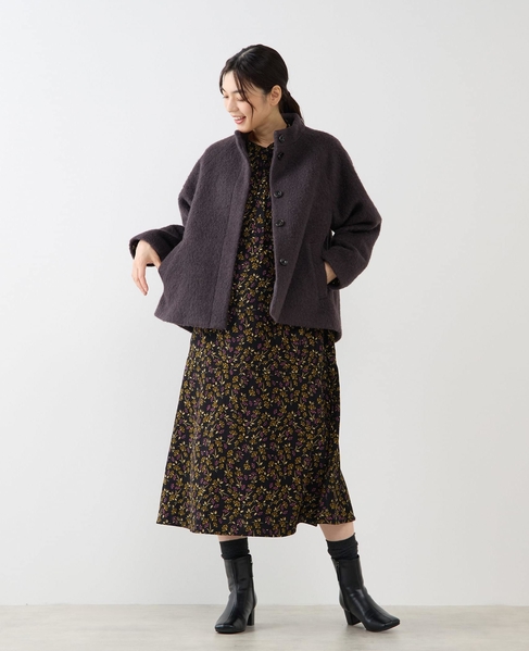 【ウールミックスヘアリースタンドコート】 詳細画像 チャコールグレー 4