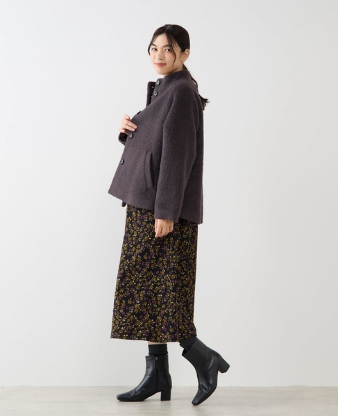 【ウールミックスヘアリースタンドコート】 詳細画像 チャコールグレー 5