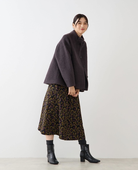 【ウールミックスヘアリースタンドコート】 詳細画像 チャコールグレー 8