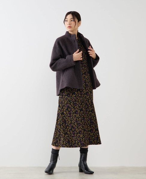 【ウールミックスヘアリースタンドコート】 詳細画像 チャコールグレー 9