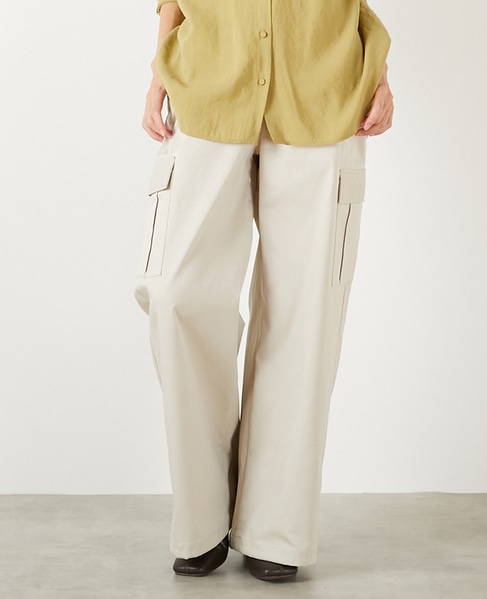 【コットンナイロンストレッチツイルカーゴパンツ】 詳細画像 ライトベージュ 1