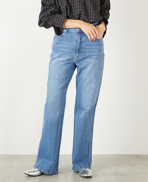 【ストレッチデニムフレアパンツ】 詳細画像 サックスブルー 1