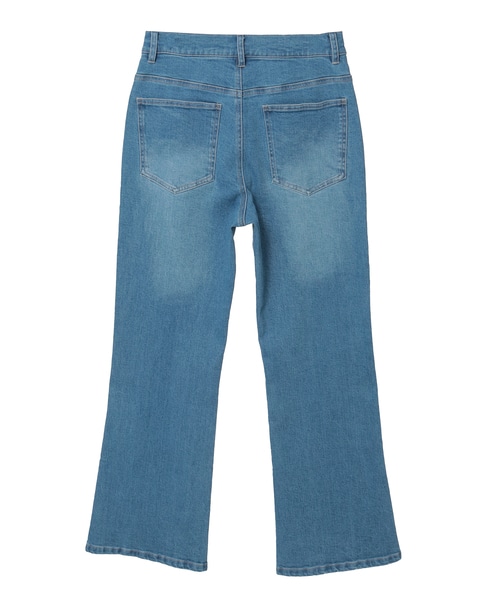 【ストレッチデニムフレアパンツ】 詳細画像 サックスブルー 12