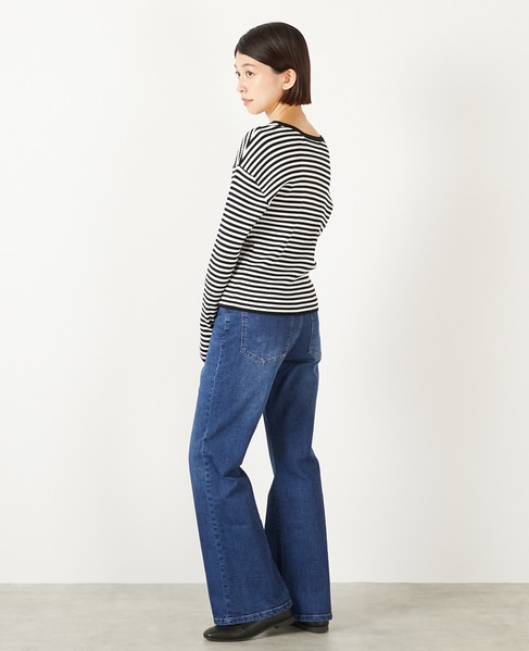 【ストレッチデニムフレアパンツ】 詳細画像 インディゴブルー 5