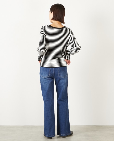 【ストレッチデニムフレアパンツ】 詳細画像 インディゴブルー 6