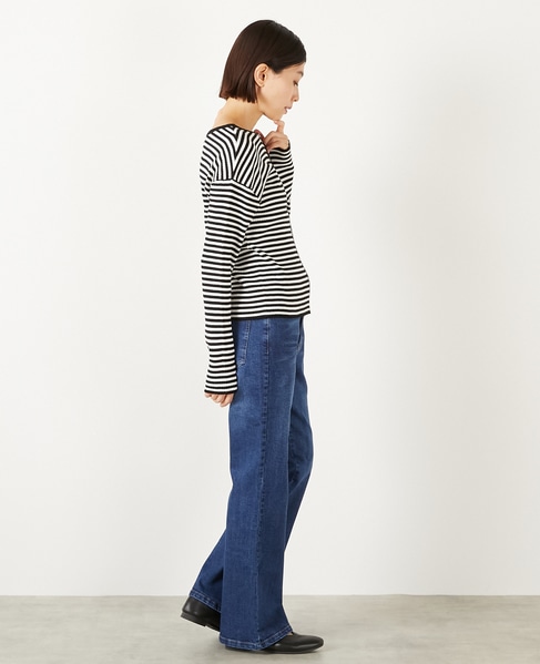 【ストレッチデニムフレアパンツ】 詳細画像 インディゴブルー 7