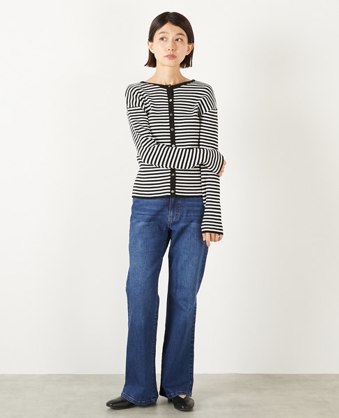 【ストレッチデニムフレアパンツ】 詳細画像 インディゴブルー 9