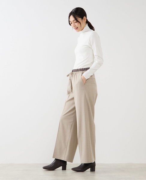 【Wベルト風イージートラウザーパンツ】 詳細画像 ベージュ 3