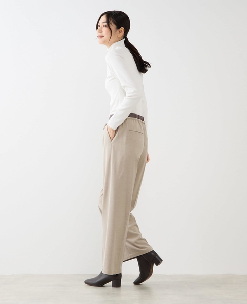 【Wベルト風イージートラウザーパンツ】 詳細画像 ベージュ 5