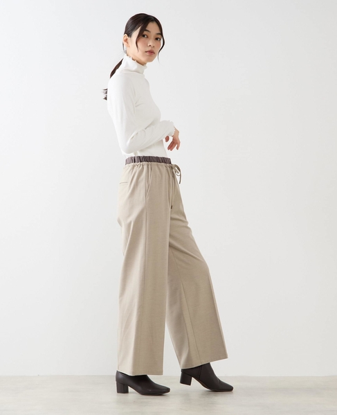 【Wベルト風イージートラウザーパンツ】 詳細画像 ベージュ 7