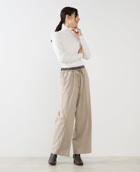 【Wベルト風イージートラウザーパンツ】 詳細画像 ベージュ 8