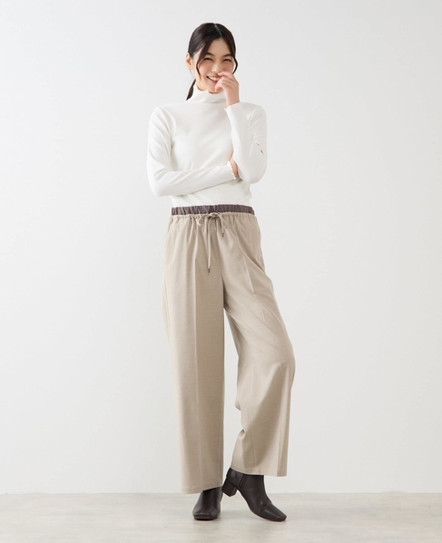 【Wベルト風イージートラウザーパンツ】 詳細画像 ベージュ 9