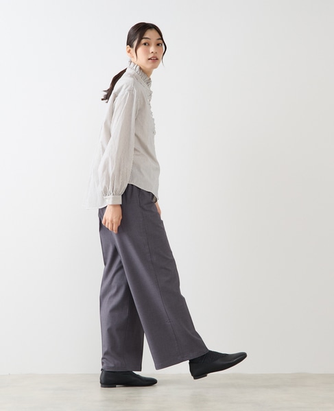 【Wベルト風イージートラウザーパンツ】 詳細画像 グレー 8
