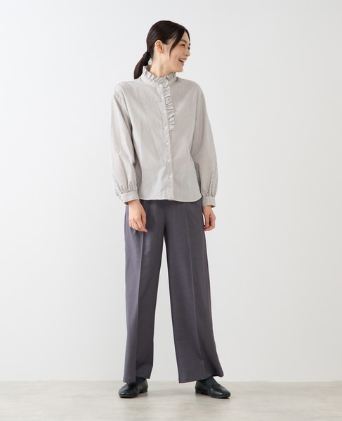 【Wベルト風イージートラウザーパンツ】 詳細画像 グレー 9