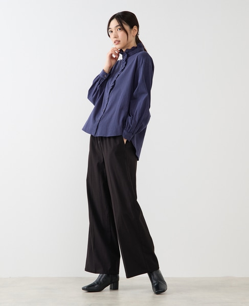 【Wベルト風イージートラウザーパンツ】 詳細画像 ブラック 3