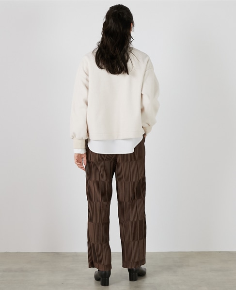 【エステル起毛プリーツイージーパンツ】 詳細画像 ブラウン 5