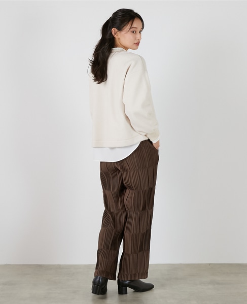 【エステル起毛プリーツイージーパンツ】 詳細画像 ブラウン 6