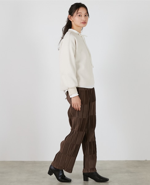 【エステル起毛プリーツイージーパンツ】 詳細画像 ブラウン 7