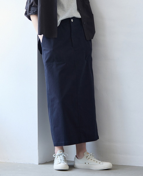【テンセルストレッチツイルベイカースカート】 詳細画像 ダークネイビー 1