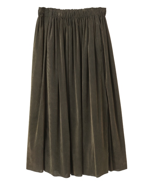 【ストライプフロッキーチュールギャザースカート】 詳細画像 カーキ 10