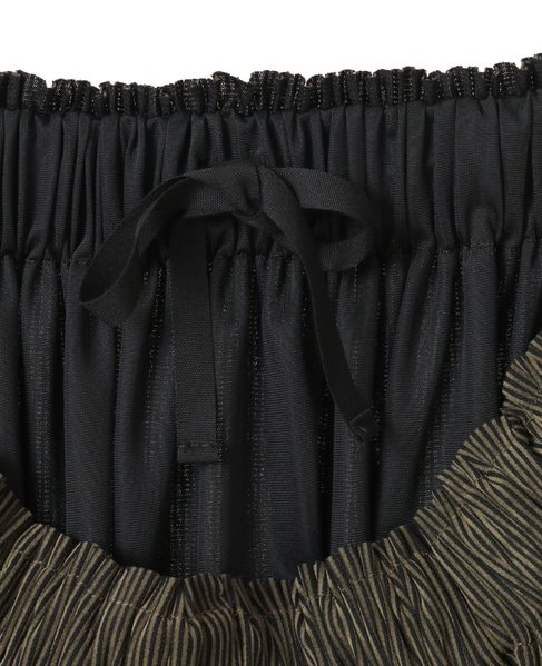 【ストライプフロッキーチュールギャザースカート】 詳細画像 カーキ 13