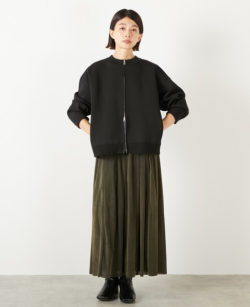 【ストライプフロッキーチュールギャザースカート】 詳細画像 カーキ 2