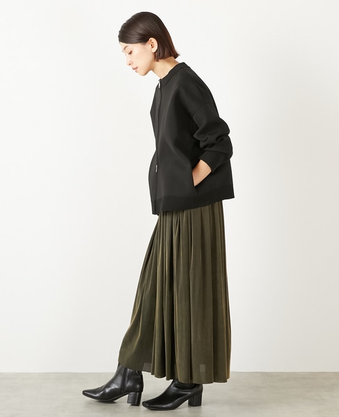 【ストライプフロッキーチュールギャザースカート】 詳細画像 カーキ 4