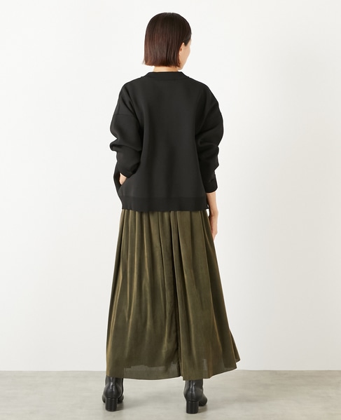 【ストライプフロッキーチュールギャザースカート】 詳細画像 カーキ 5