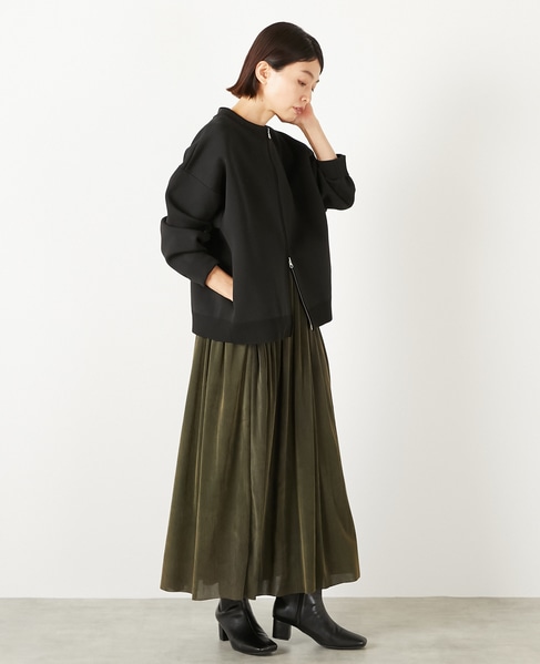 【ストライプフロッキーチュールギャザースカート】 詳細画像 カーキ 7