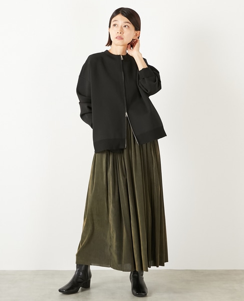 【ストライプフロッキーチュールギャザースカート】 詳細画像 カーキ 8