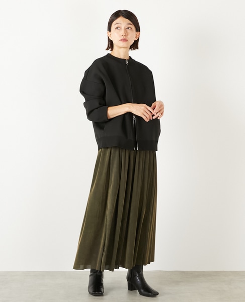 【ストライプフロッキーチュールギャザースカート】 詳細画像 カーキ 9