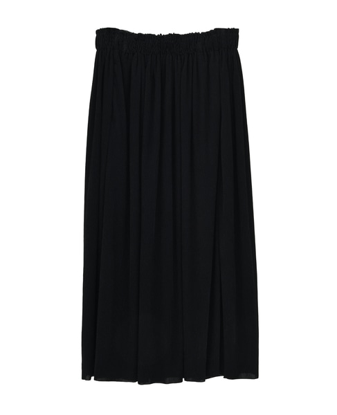 【ストライプフロッキーチュールギャザースカート】 詳細画像 ブラック 10