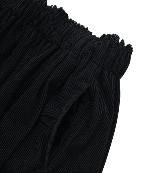 【ストライプフロッキーチュールギャザースカート】 詳細画像 ブラック 15