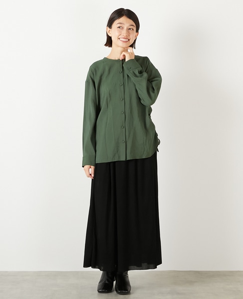 【ストライプフロッキーチュールギャザースカート】 詳細画像 ブラック 2