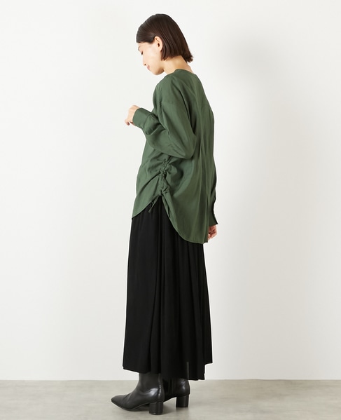 【ストライプフロッキーチュールギャザースカート】 詳細画像 ブラック 4