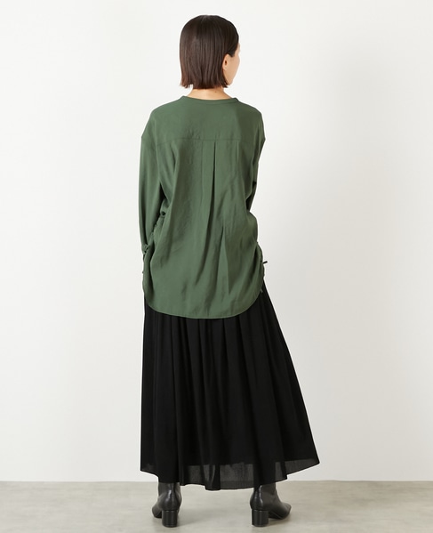 【ストライプフロッキーチュールギャザースカート】 詳細画像 ブラック 5