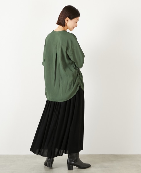 【ストライプフロッキーチュールギャザースカート】 詳細画像 ブラック 6