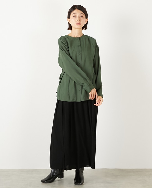 【ストライプフロッキーチュールギャザースカート】 詳細画像 ブラック 9