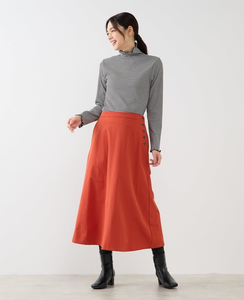 【ナイロンシェルサイドボタンナロースカート】 詳細画像 オレンジ系その他 2